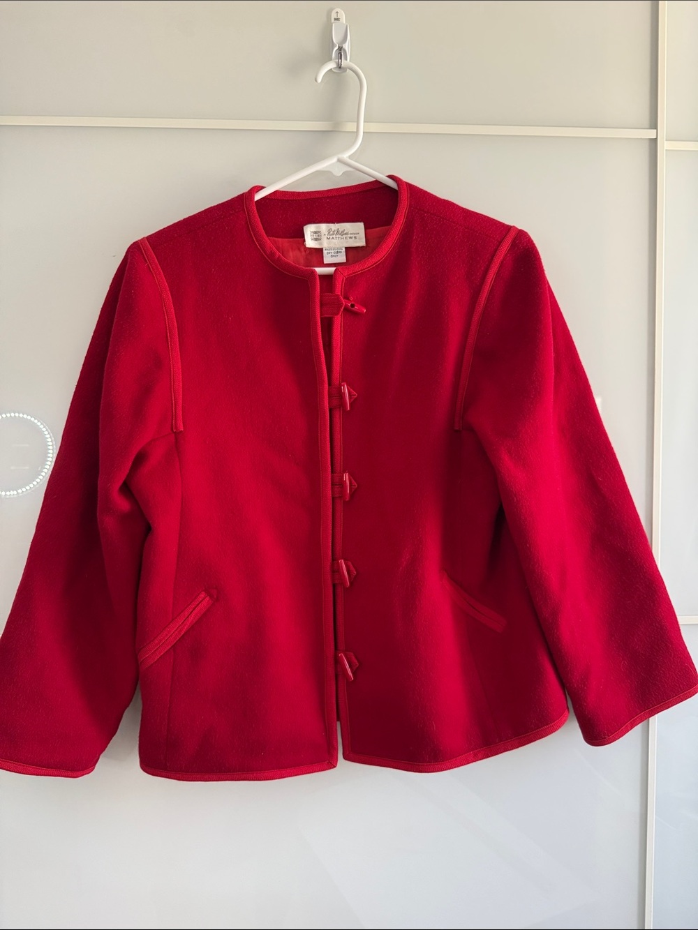 Vintage Ruth Mathew’s Red Pea Coat with Toggle Buttons